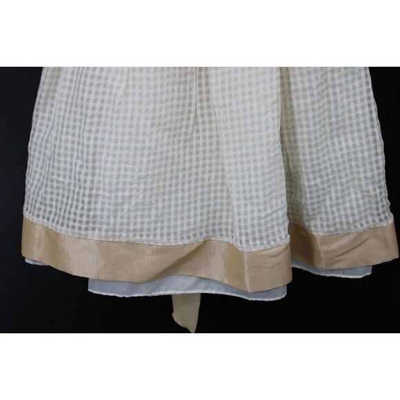 WILL'BETH SIZE 4 SLEEVELESS GOLD BEIGE GINGHAM WITH SATIN TRIM - Picture 4 of 8